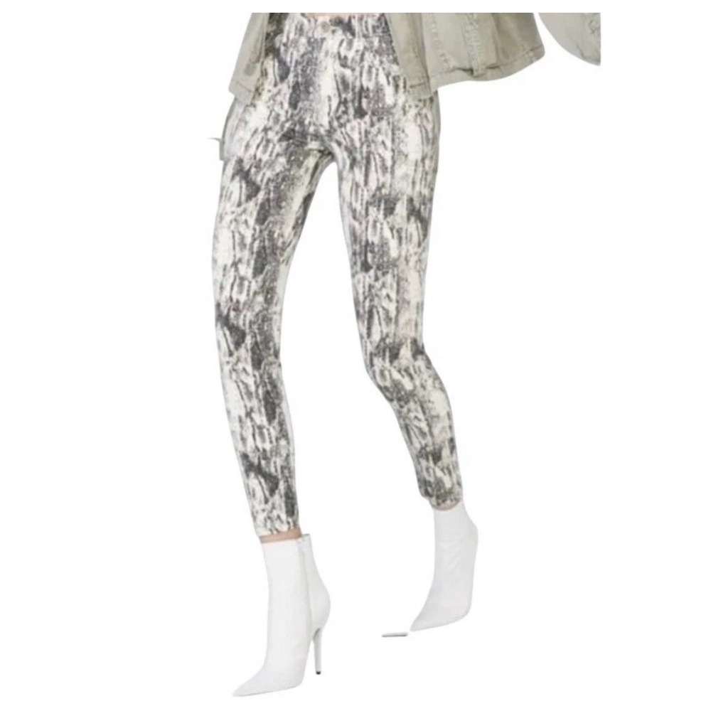 Pistola‎ Revolve Woman's Animal Snake Skin Print Ankle Stretchy Raw Hem Jeans 29